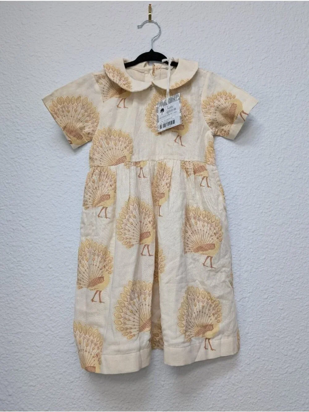 Kate Quinn Organic Cotton Gauze Butterum Peacock 5Y Peter Pan Collar Dress